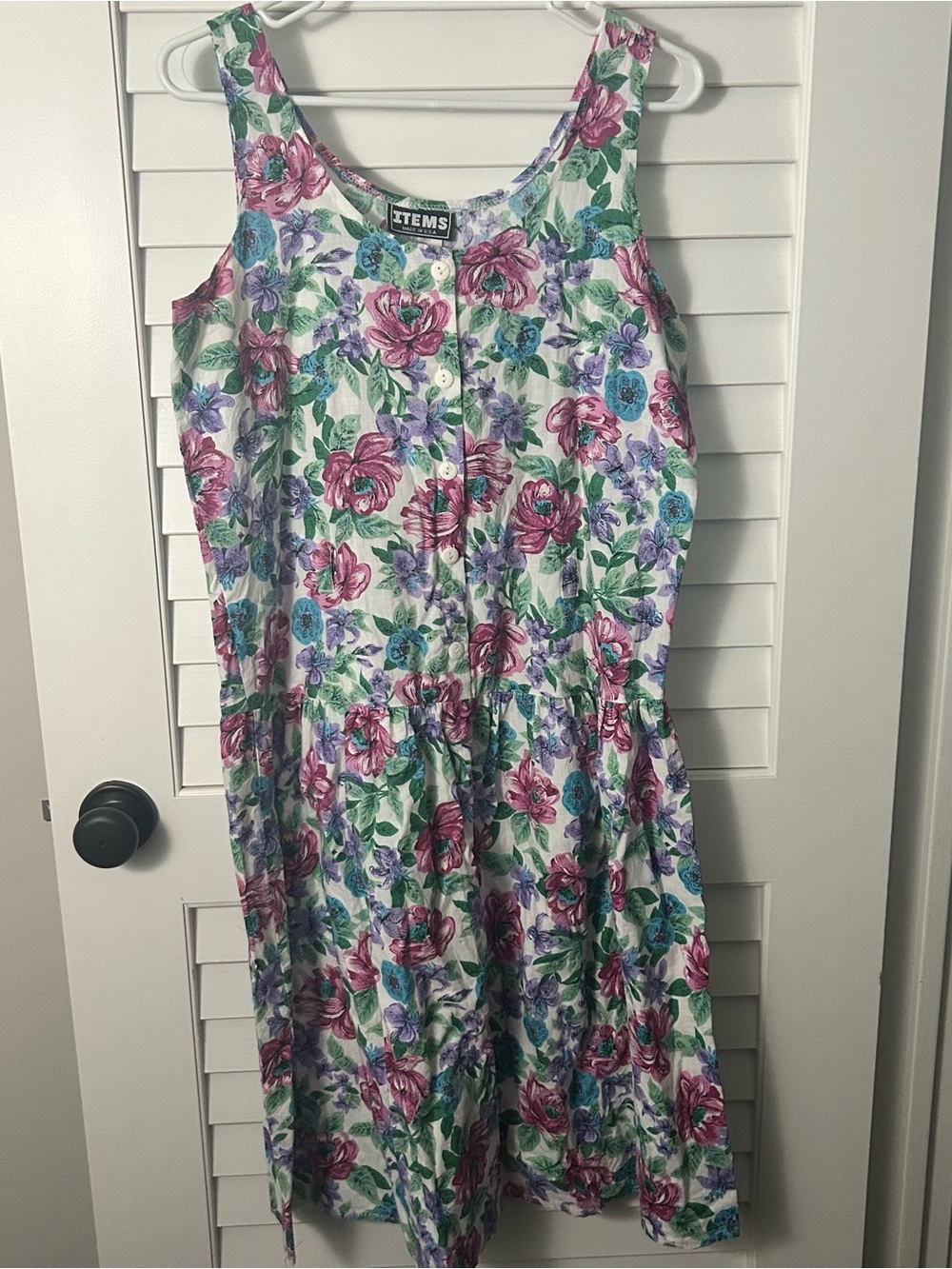 ITEMS Vintage Floral Sleeveless Button Up Dress Size 10 Women’s Large MIDI